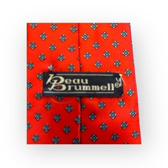 Beau Brummel Silk Tie Red with Turquoise Print Dots Power Tie Professional - Picture 3 of 5